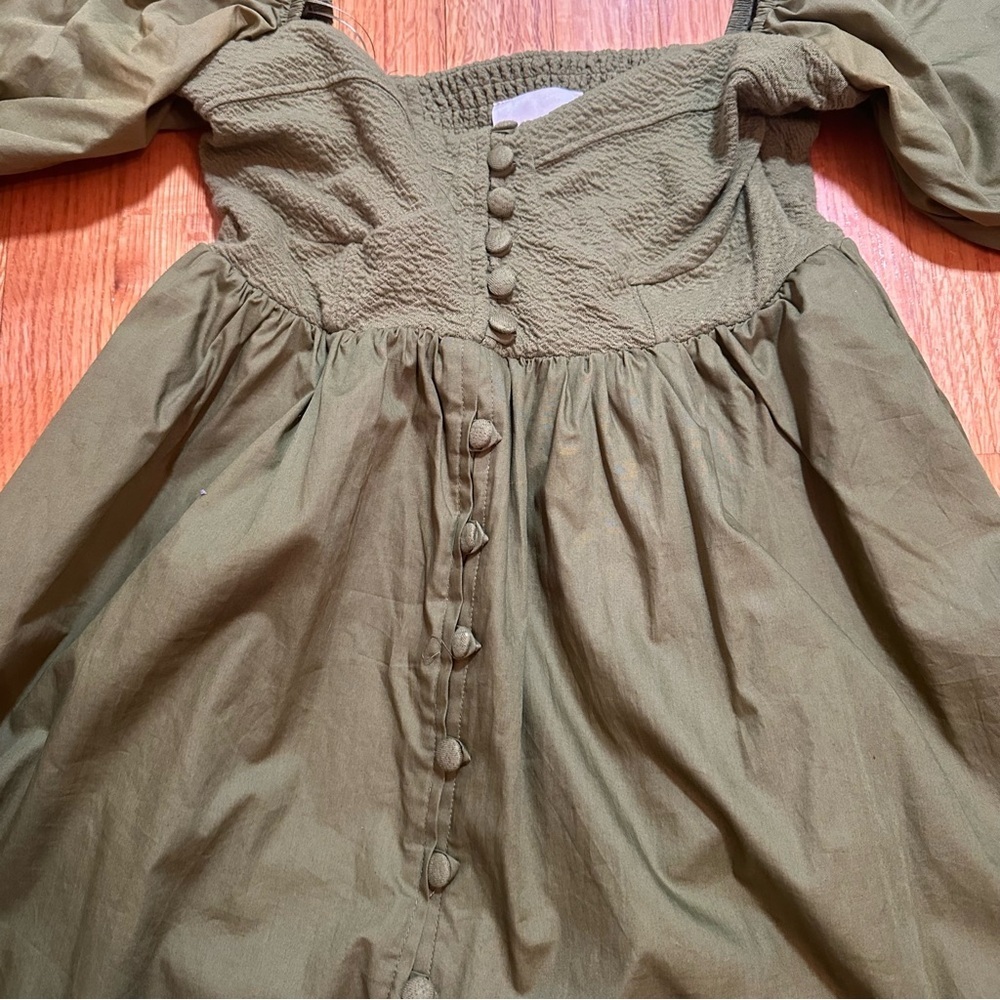 Anthropologie Maeve Puff-Sleeved Sweetheart Mini Dress. Size XS (b2) - Picture 6 of 11